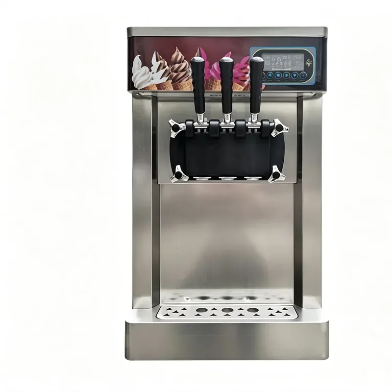 Commercial Countertop 3-Flavor Fruit Flavors Soft Serve Ice Cream Machine Fast Cooling Stainless Steel GMCC Compressor R410a