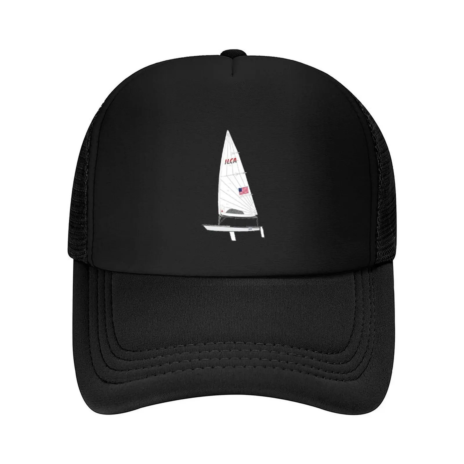 

ILCA 7 (Laser Standard) Sailboat with American Flag (White Background) Baseball Cap cute Hat men Caps Male Women's