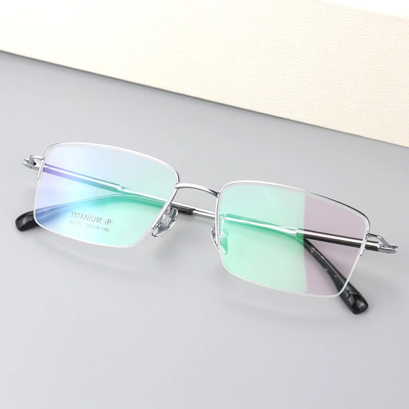 

Luxury Eyeglasses Spectacles Half-Frame Titanium Wood Leg Prescription Myopia Reading Glasses Frame Eyewear