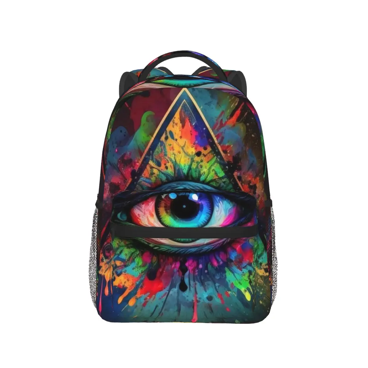 

Triangular Eyes Graffiti Backpack Hot Sale Daypack Large Capacity Boys Girls BookBag School Bag Shoulder Bags for Men Women