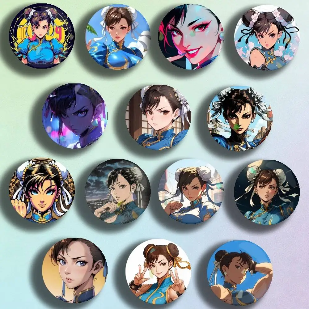 

Chun-Li Game S-Street-F-fighters Badge Stage Brooches on Backpack Clothes Handmade Round Enamel Pins Jewelry Gift Bag Accessory
