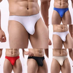 Men Sexy Solid Low Waist Brazilian Underwear Ice Silk Erotic Briefs Sex Toys Shorts Boxers And Underpants Men's Panties Calcinha