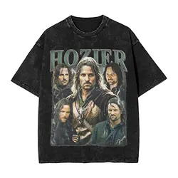 Washed T Shirt Hozier Meme Aragorn Hip Hop Vintage T-Shirt Harajuku L-Lords Of The R-Rings Streetwear 100% Cotton Tees Men Women