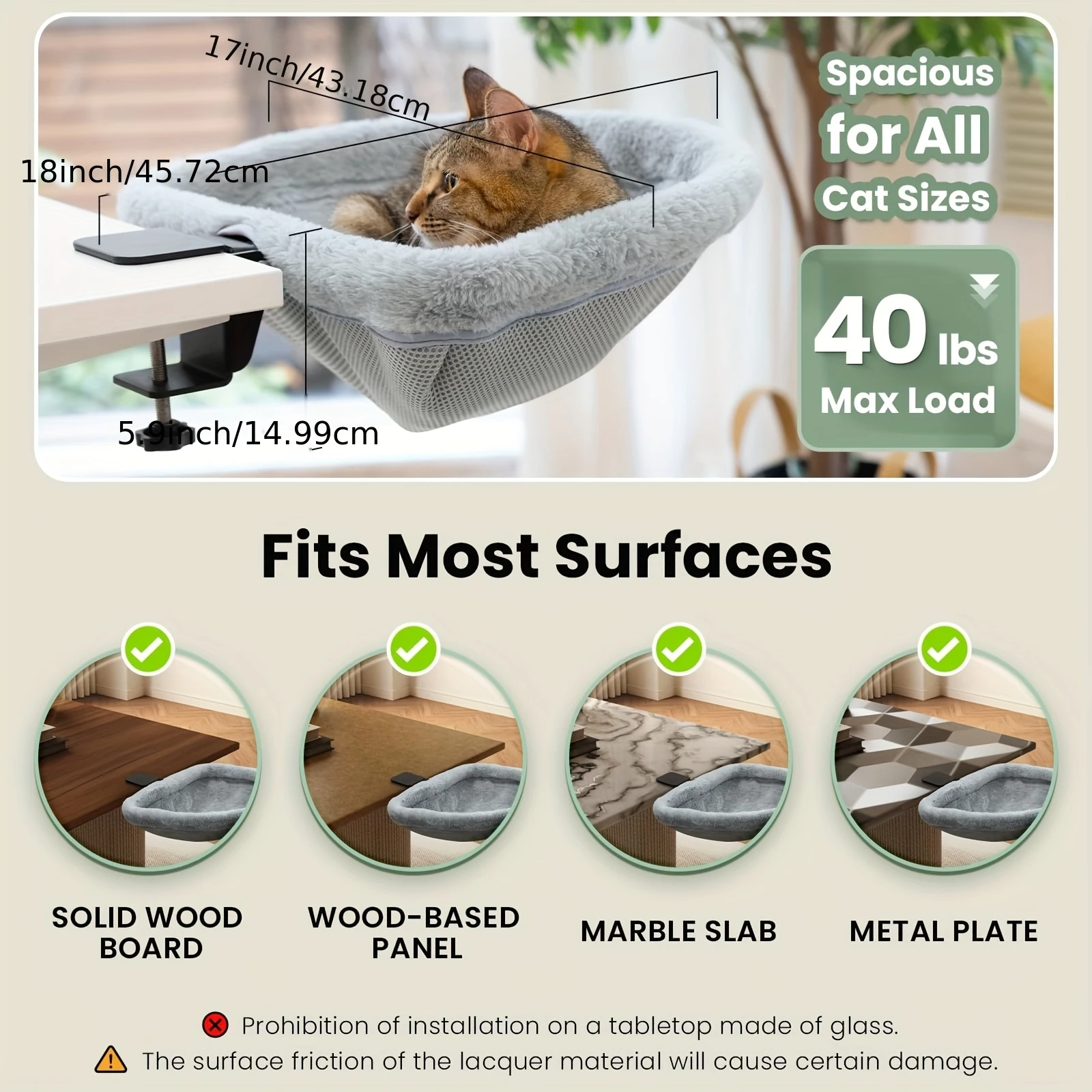 デスク下猫用ハンモッククリップ式ベッド、居心地の良いフェイク - Under Desk Hammock のレビューと価格