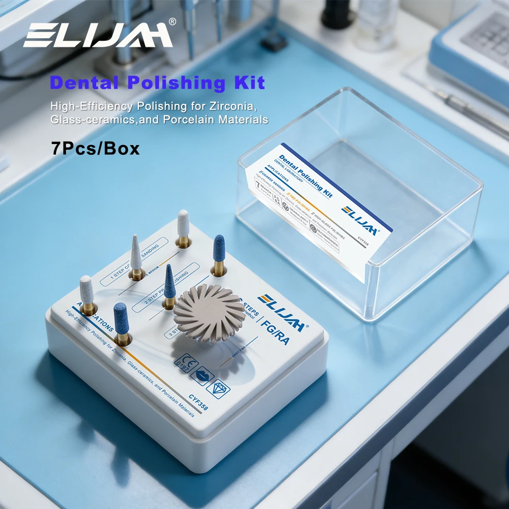 

ELIJAH 7 Pcs/Box Dental Polishing Kit High-Efficiency Polishing for Zirconia Glass-ceramics and Porcelain Materials Dental Tool