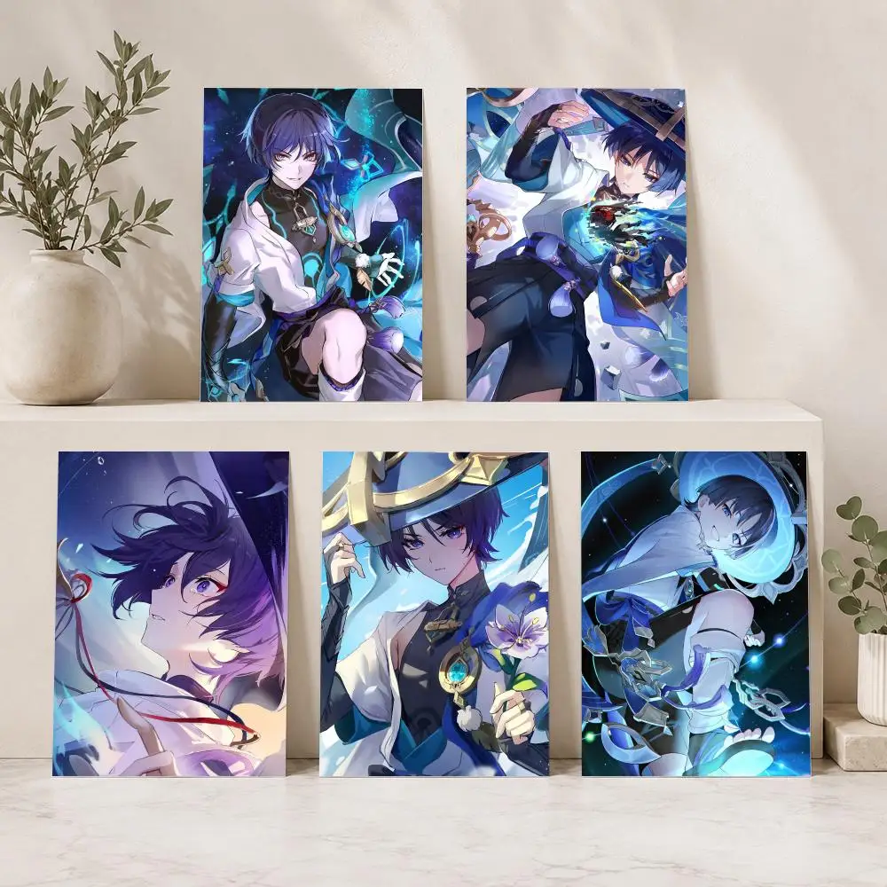 Genshin Impact Wanderer Poster Stickers HD Painting Self-Adhesive Art for Bedroom Living Room Home Decor Wall Decals Gift