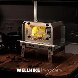 WELLHIKE Mini Woodstove Outdoor Camping Travel Camping Incense Burner Portable Folding Stove Tabletop Crafts Elk Candle Burner