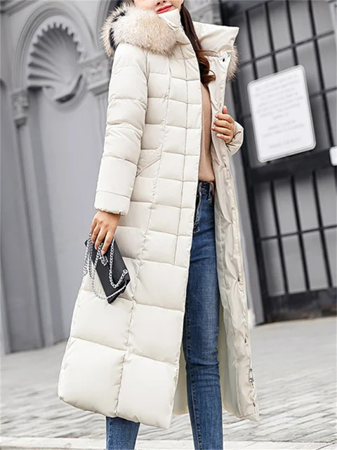 Elegant Long Parkas for Women Autumn Winter 2023 New Korean Fashion Hooded Thicken Warm Jackets Ladies Long Y2k Coats