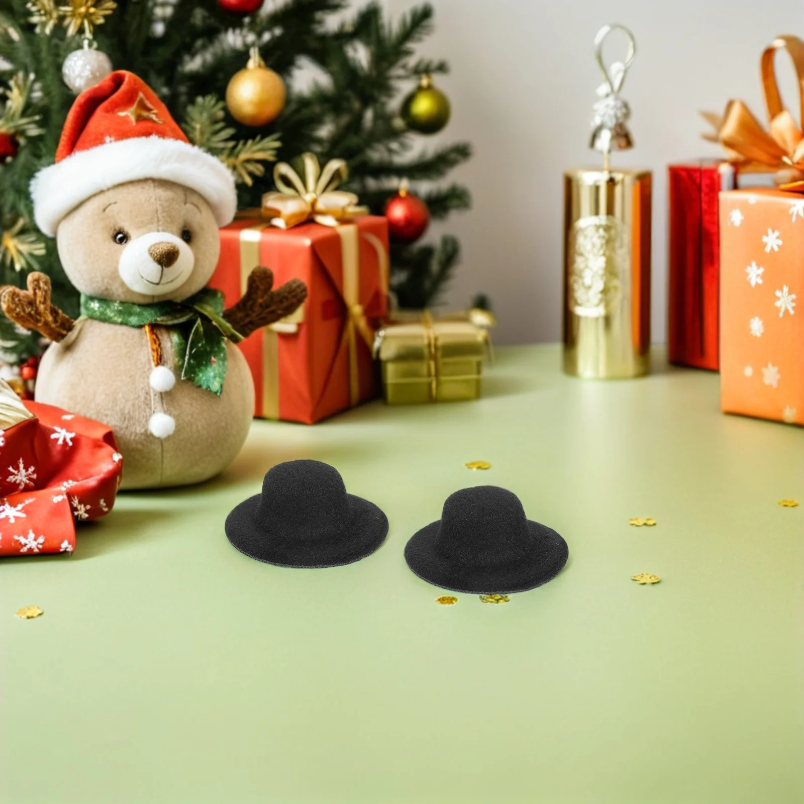 

24Pcs Mini Felt Top Hats Black 4Cm for Crafts Christmas Party Ornaments Miniature Formal Small Fabric Hats Decoration Accessory