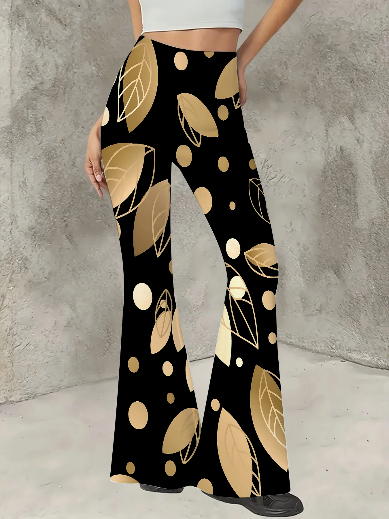 

Women's Printed Flare Pants Y2K High Waist Bell Bottom Trousers Streetwear