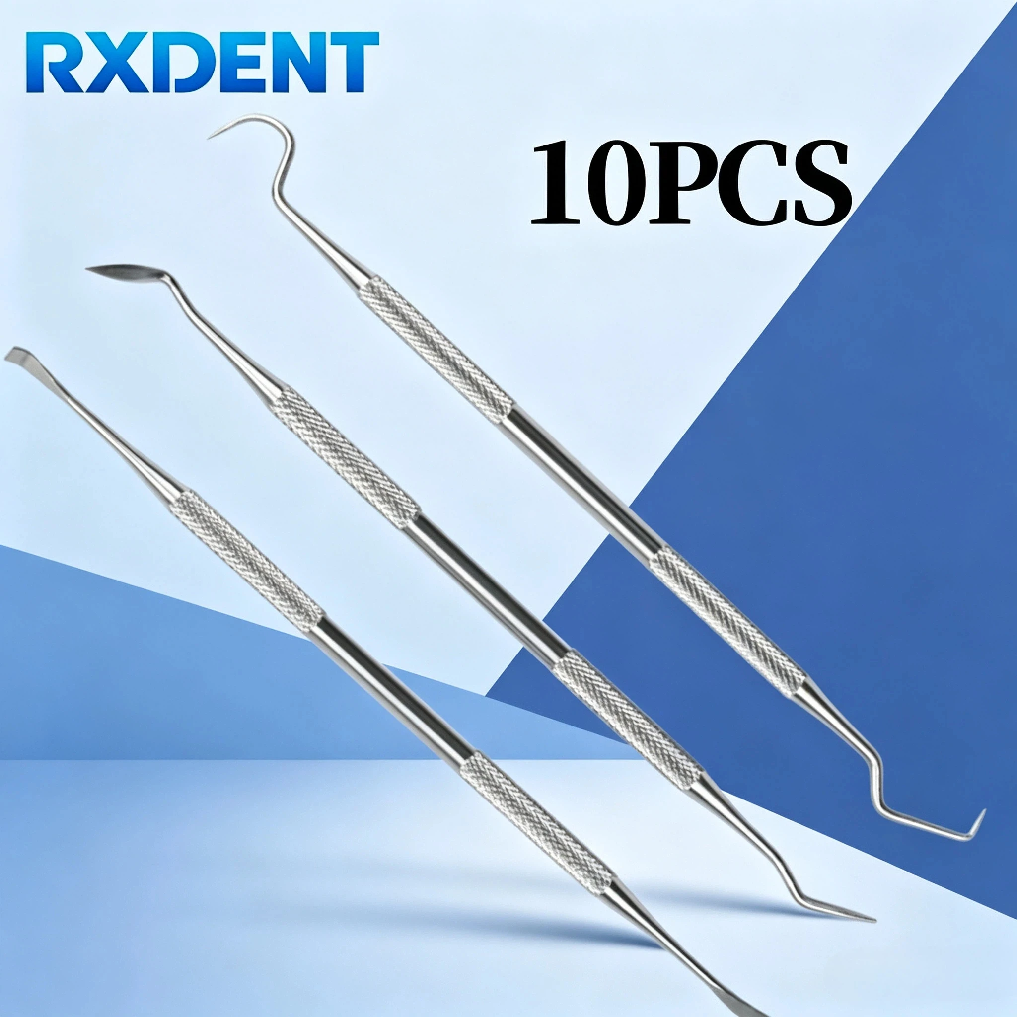 10pcs Dentist Clean Tools Dental Mirror Double Probe /sickle /hoe Tooth Cleaner Stainless Steel Dental Products Oral Care Kit