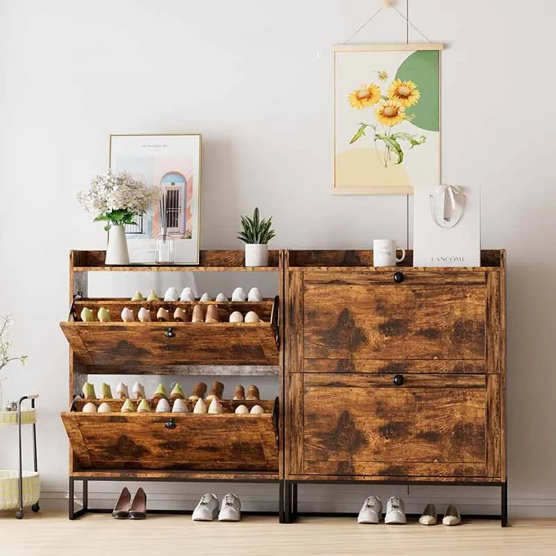 Designer Dustproof Shoe Cabinets Luxury Wooden Space Saving Cube Cabinet Organizer Narrow Wooden Schuhschrank Furniture Home