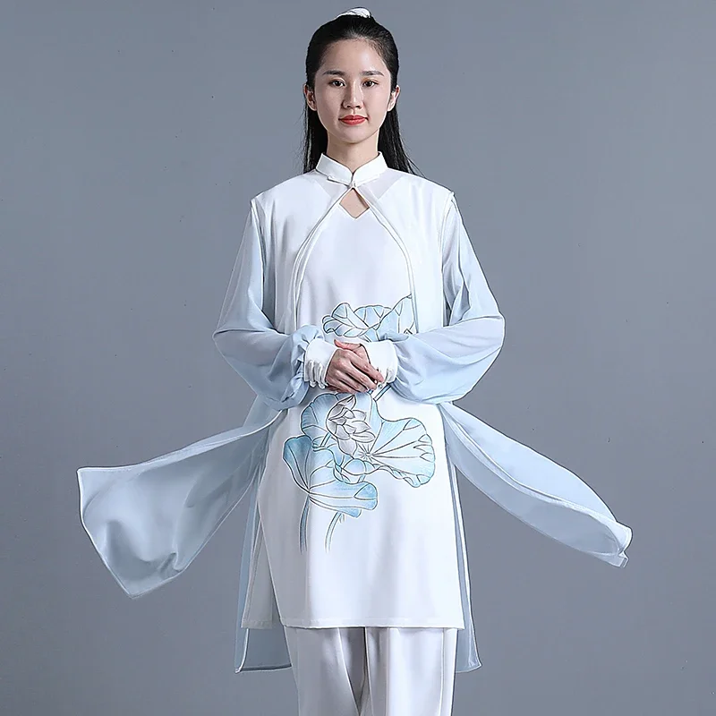 

Tai Chi Clothes Women Wushu Clothes Kung Fu Competition Clothes Martial Art Uniform Wrinkle Free Hand Painted 2022 White