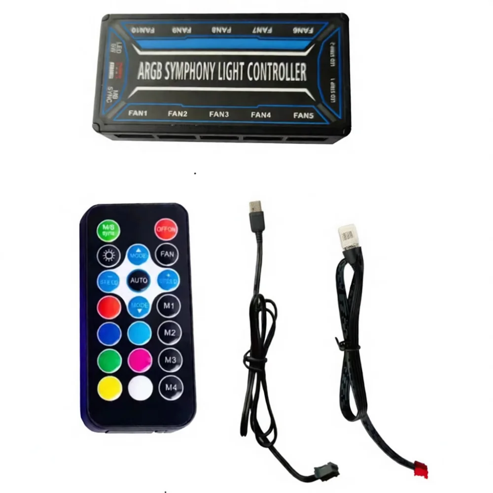 Remote Control 6Pin RGB Fan Hub PC Computer Case Cooling Speed Regulator Desktop Aesthetics Lighting Hardware