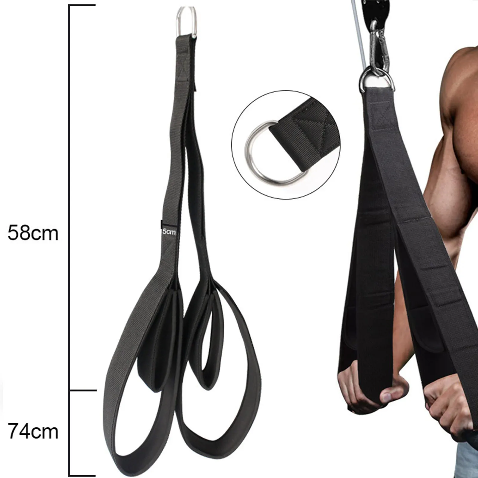 Tricep Strap Pulley System Workout Ab Crunch Strap for Gym Pull Machine Bodybuilding Pull Down Strap Gym Accessories Gym Rope