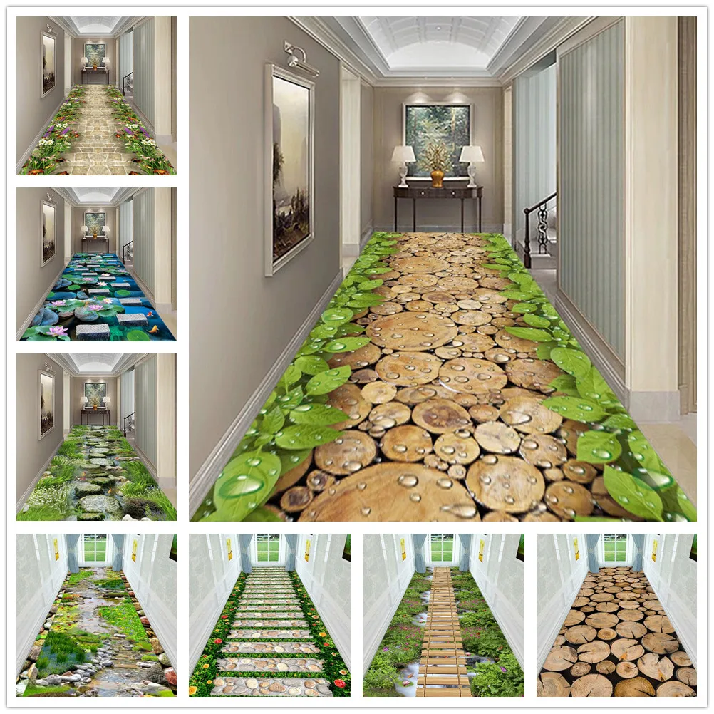 Landscape 3D Carpet For Living Room Country Lawn Leaves Long Corridor Hall Carpet Rug Bedroom Kitchen Mat Floor Area Rug Doormat