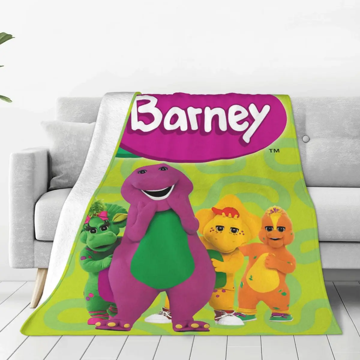 

Barney & Friends Cartoon Blanket Flannel Print Dinosaur Multifunction Lightweight Throw Blanket for Bedding Bedroom Bedspreads