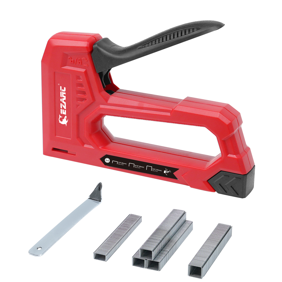  EZARC Hand Staple Gun Kit for Woodworking with 1000 Staples and Staple Remover, Light Duty Stapler and Nail Gun for DIY Crafts 