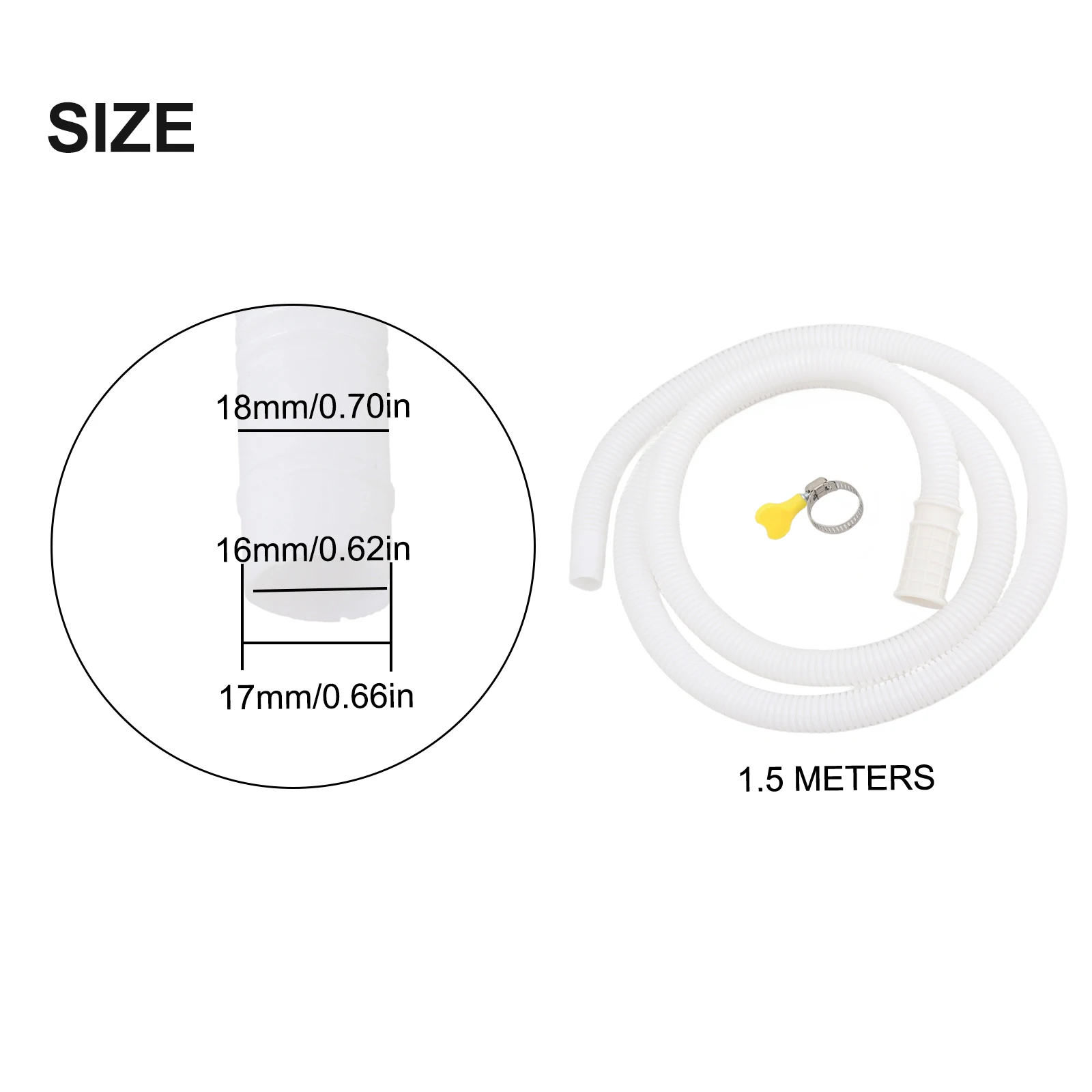 Water Inlet Hose for Semi-Automatic Washing Machine and Air Conditioner Drain Hose Compatible with 15mm to 20mm Connections