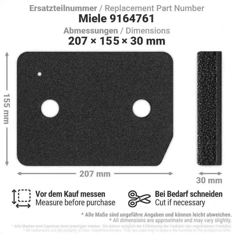 9164761 Filter for Miele Plinth Filter Replacement T1 Heat Pump Tumble Dryers Replace TMB540WP TKS850WP TKG840WP TKS650WP