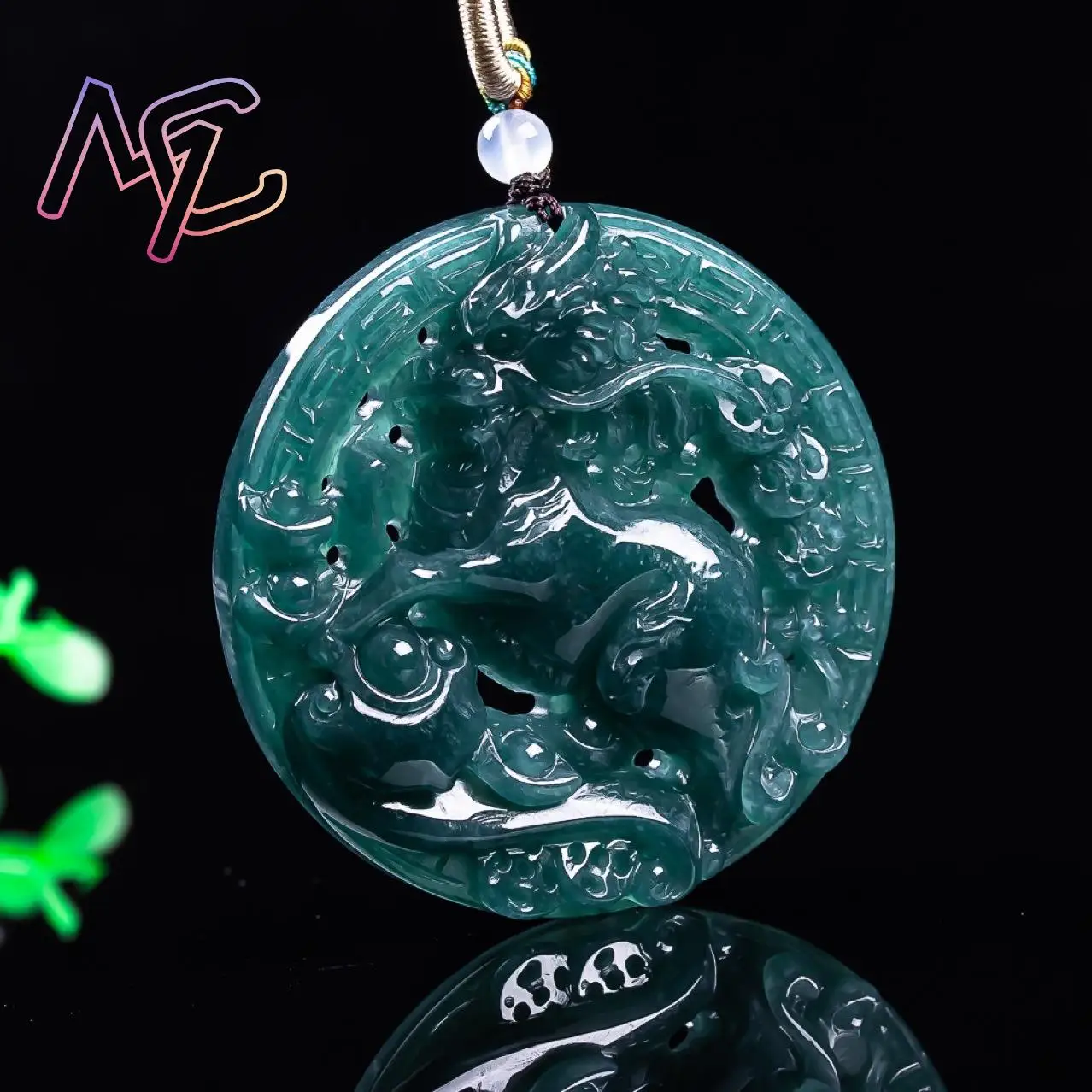 Myanmar Jadeite Dragon Pendant Necklace Vintage Real Jade Accessories Fashion Luxury Talismans Natural Jewelry Carved Amulet - view 3
