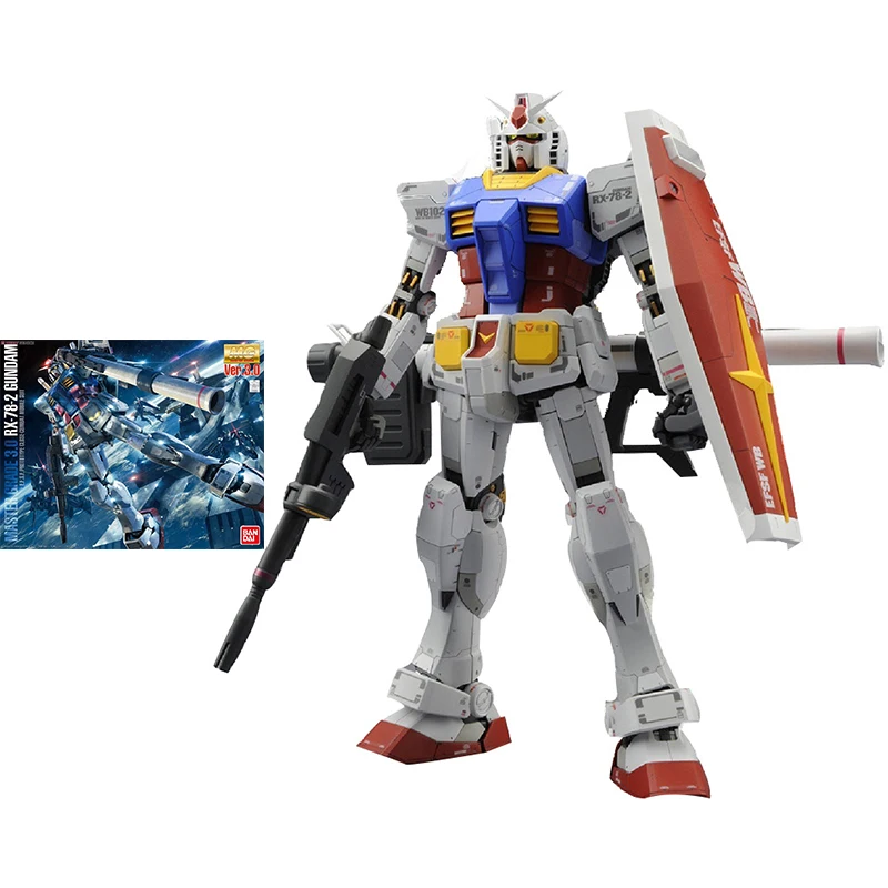 

Bandai Gundam Model Kit Anime Figure MG 1/100 RX-78-2 Gundam Ver.3.0 Genuine Gunpla Model Action Toy Figure Toys for Children