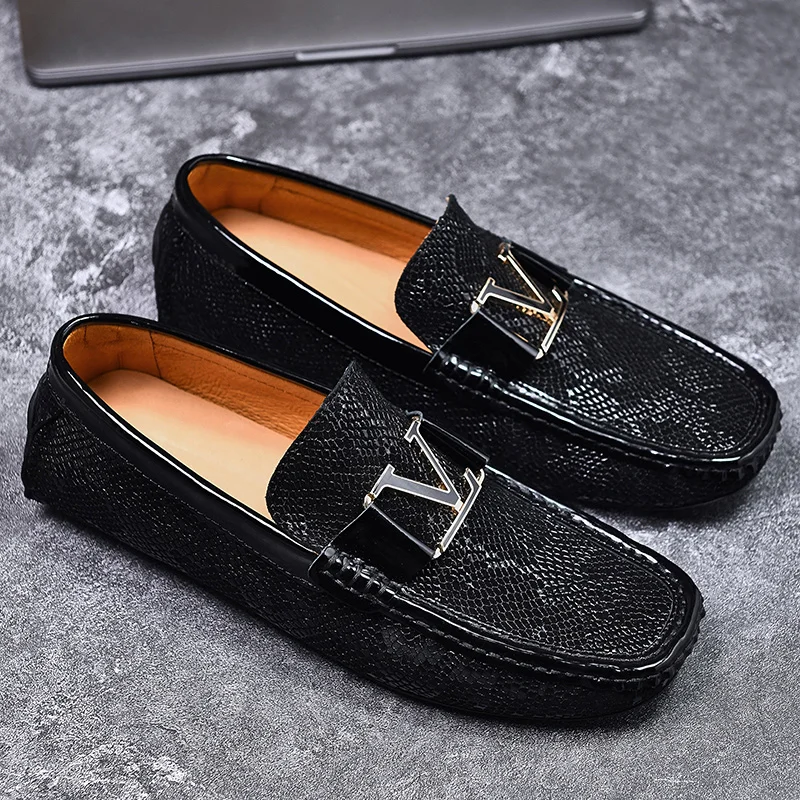 New Brand Men Natural Leather Shoes Casual Loafers Slip-on Business Dress Shoes Comfortable Driving Footwear Zapatos De Hombre