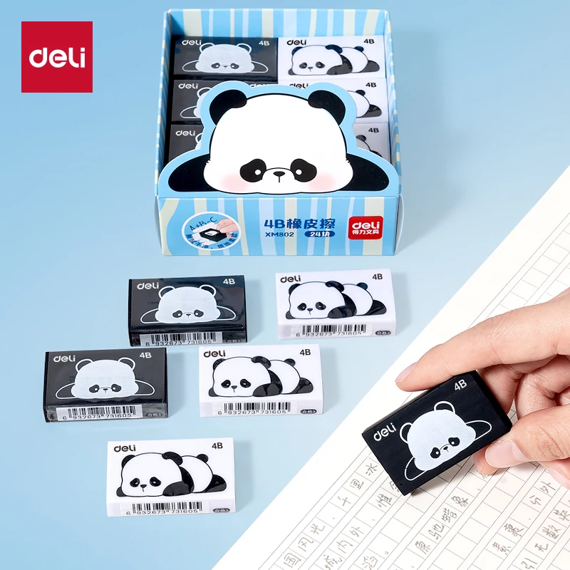 

Deli 4pcs 4B Panda Mechanical/Wooden Pencils Eraser Rubber School&Office&Art Supplies Writing Drawing Erasers Stationery Gift