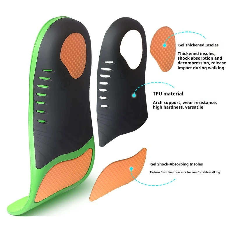 Arch Support Orthotic Insole Men's and Women's Flatfoot Corrective Insoles Heel Gel Shock Absorbing Shoe Pads 1Pair