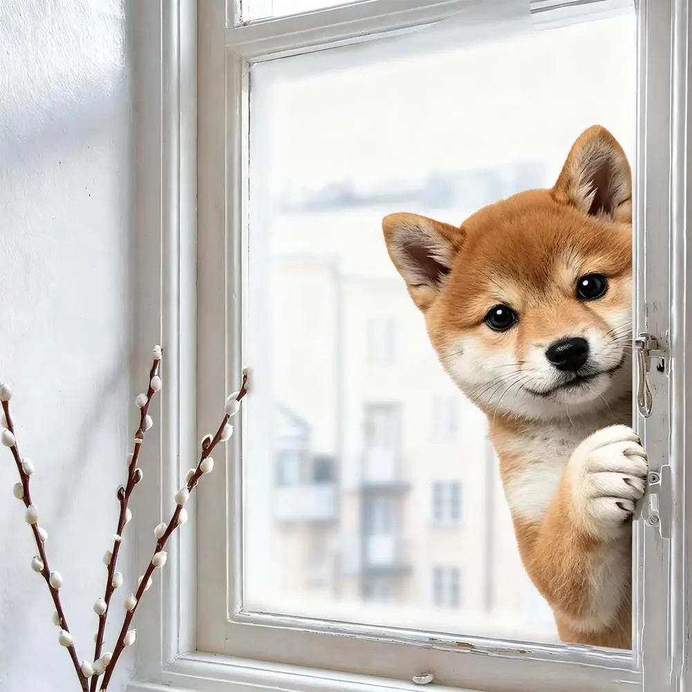 Cute Pet Window Decals Cute Pet Static Window Stickers 3d Peeking Decals Waterproof Removable Pvc S for Home Balcony Bathroom