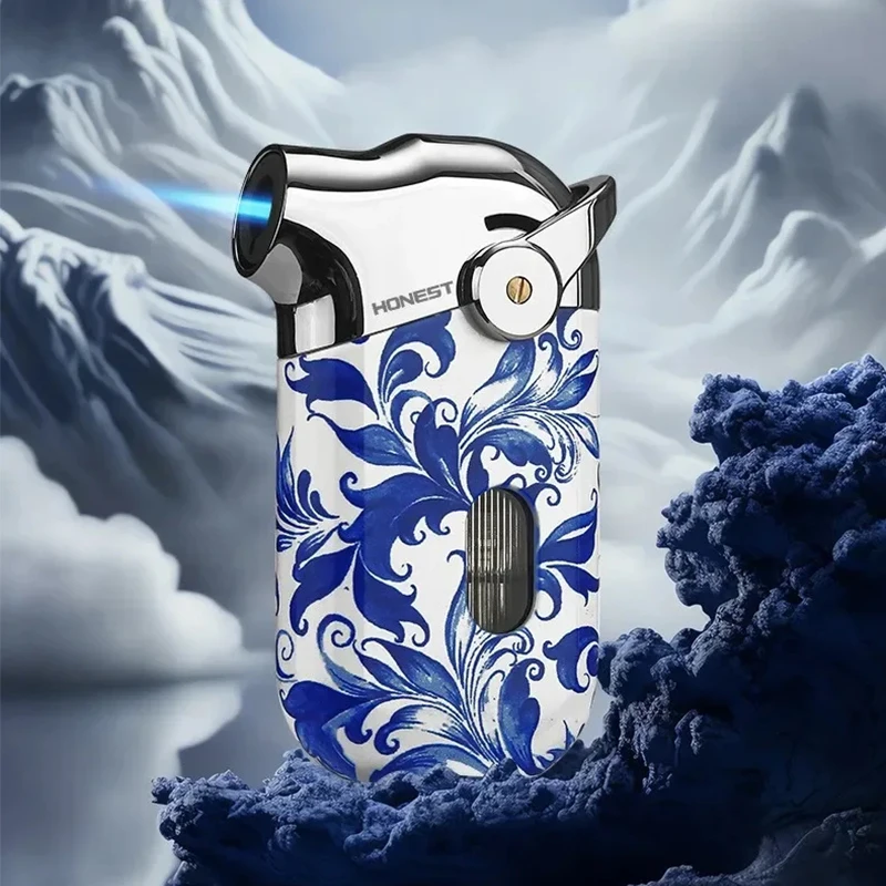 

HONEST Premium Windproof Butane Torch Lighter,Refillable Blue Flame Creative lighters jet flame Fit Cigar&BBQ - Metal Men's Gift