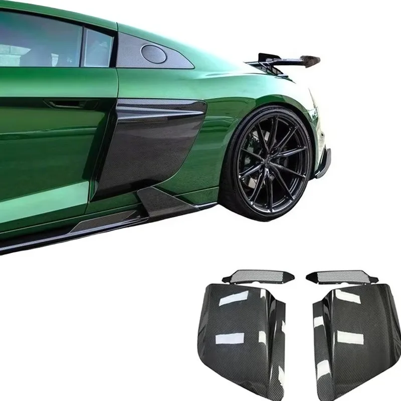Car Accessories for R8 Capristo Style Dry Carbon Fiber  Rear Side Door Fenders Blade Panels Air Intake Vent Trim for Audi R8 V10