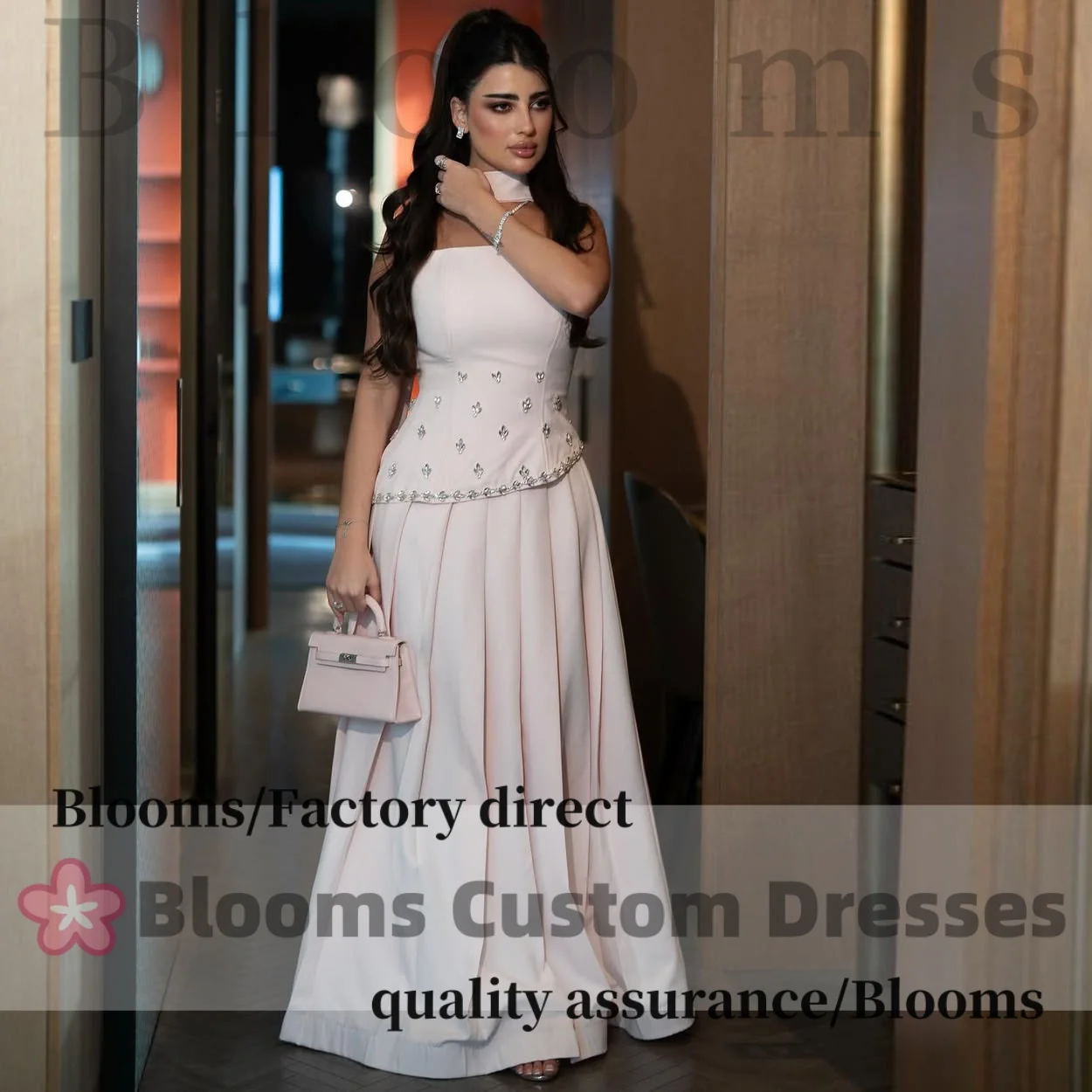 

Customized Light Pink Jersey Beaded Evening Dresses 2025 Women Wedding Elegant Party Dress Jersey Scarf Prom Gown