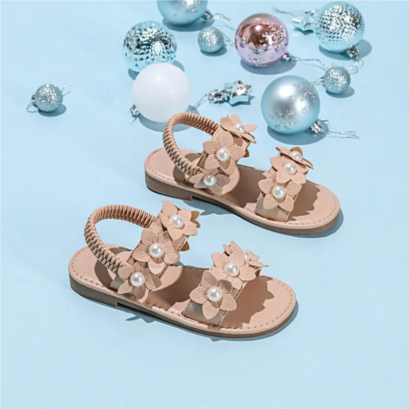 

Kids'Casual Shoes Sandals Bow PU Leather Beach Spring For Girls Elastic band Anti-slip Soft Bottom White Brown Shoes Size 21-37