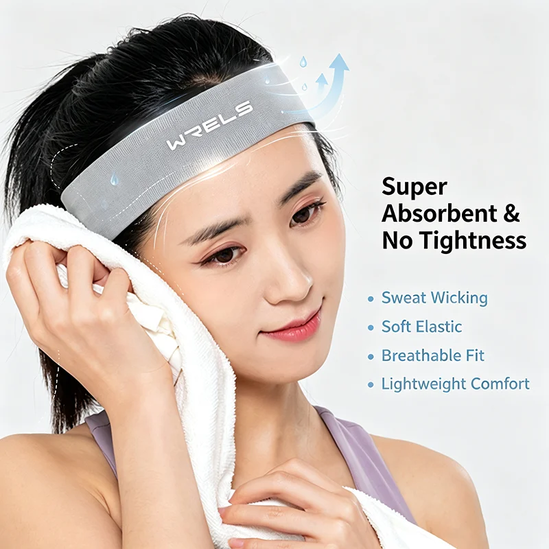 1/2/3PCS WRELS Gym Fitness Hairband Non Slip Elastic Sweat Wicking Tennis Headband Women Men Quick Dry Running Sweatband