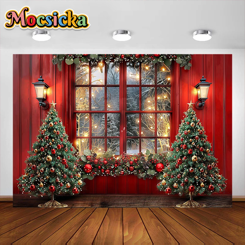 عيد ميلاد سعيد خلفية عيد ميلاد سعيد الأحمر كاندي الشتاء الثلج سانتا الاطفال صورة التصوير خلفية استوديو الدعائم