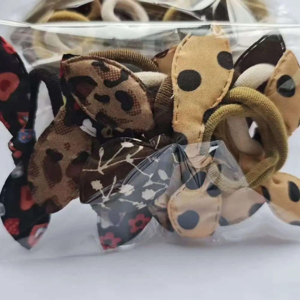 130-teiliges Set mit gemischten neutralen braunen Haargummis für Kinder, Leopardenmuster, süße Schleifen, Gummibänder, süße Haarbänder für Mädchen, Haar-Accessoires – Detail 10
