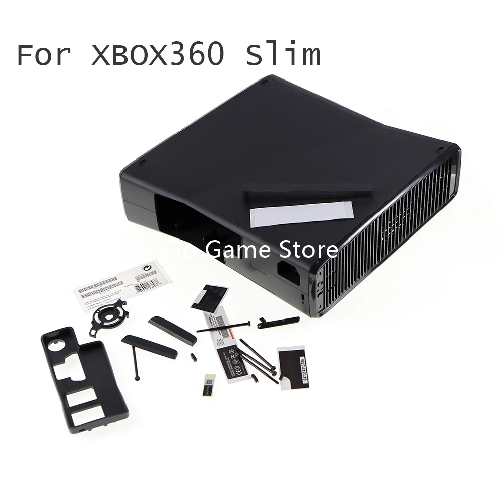 1set For XBOX 360 Slim Console Black Replacement With Screw For XBOX360 E Full Set Protective Housing Shell Case