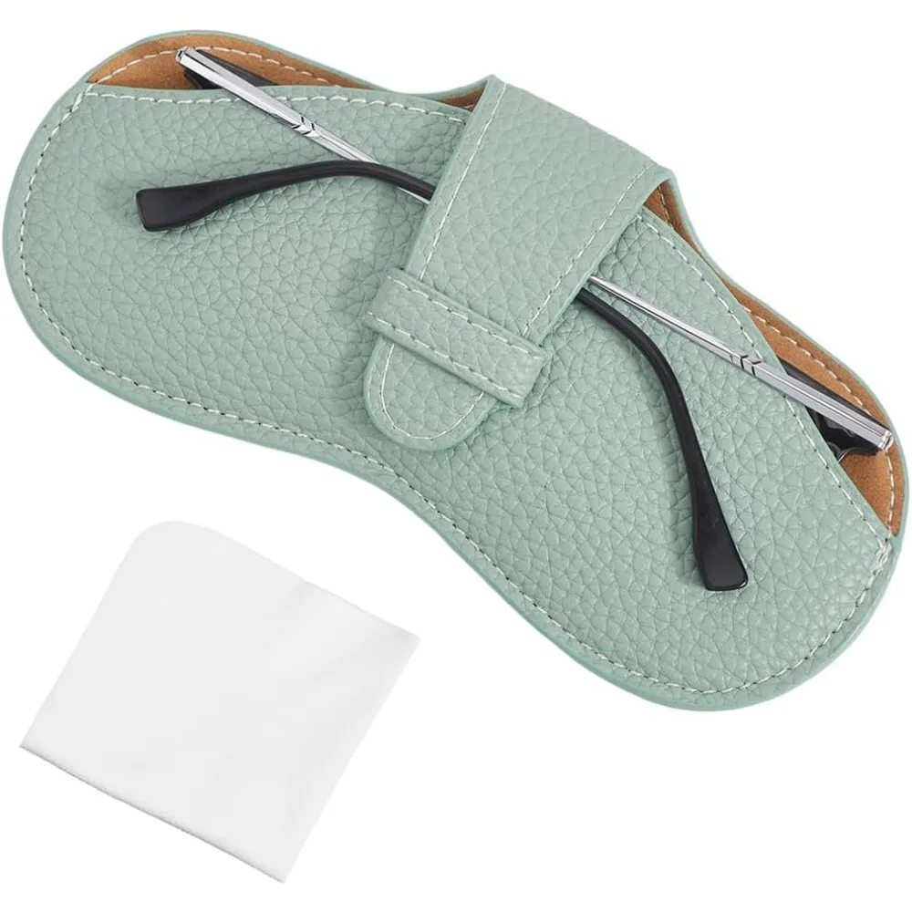 Brillenetui aus weichem Leder, schlankes Sonnenbrillenetui, tragbare Brillen- und Brillentasche, Taschenhülle für Reisen, leicht, mit Reinigung