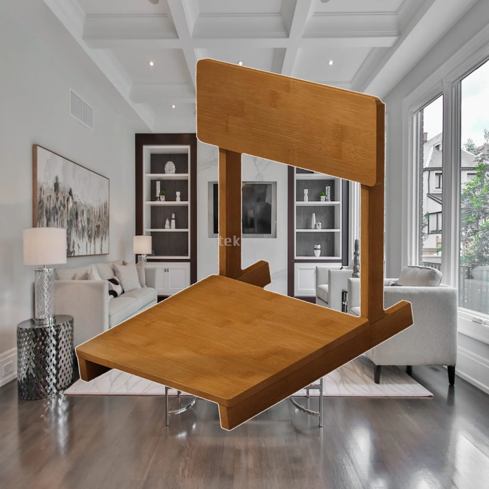 Meditation Floor Chair Wooden Legless Backrest Compact 40x45x40 Cm Ergonomic Seat for Dorm Bay Window Tea Room
