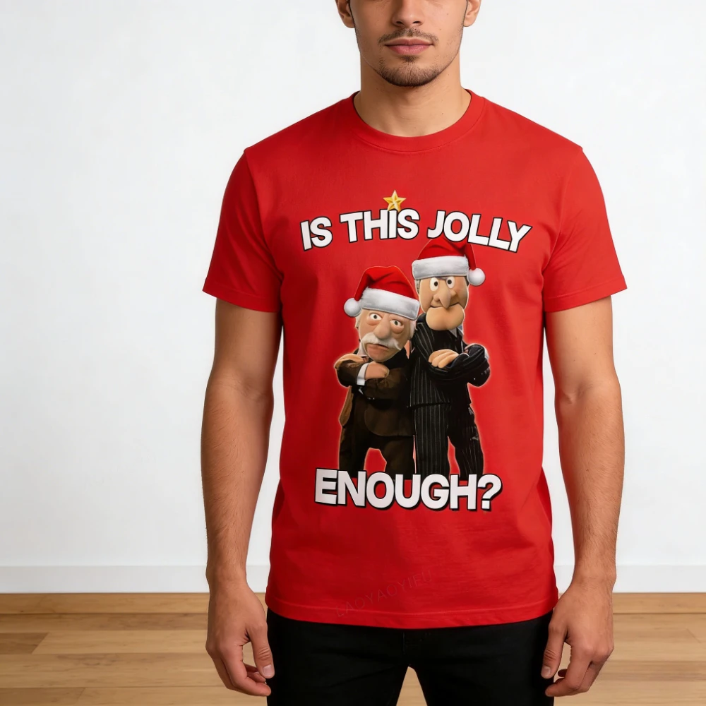 Feliz Navidad es esto Jolly Enough Statler y Waldorf camiseta mujer hombre vida diaria Camiseta estampada de algodón Vintage 80s Tops