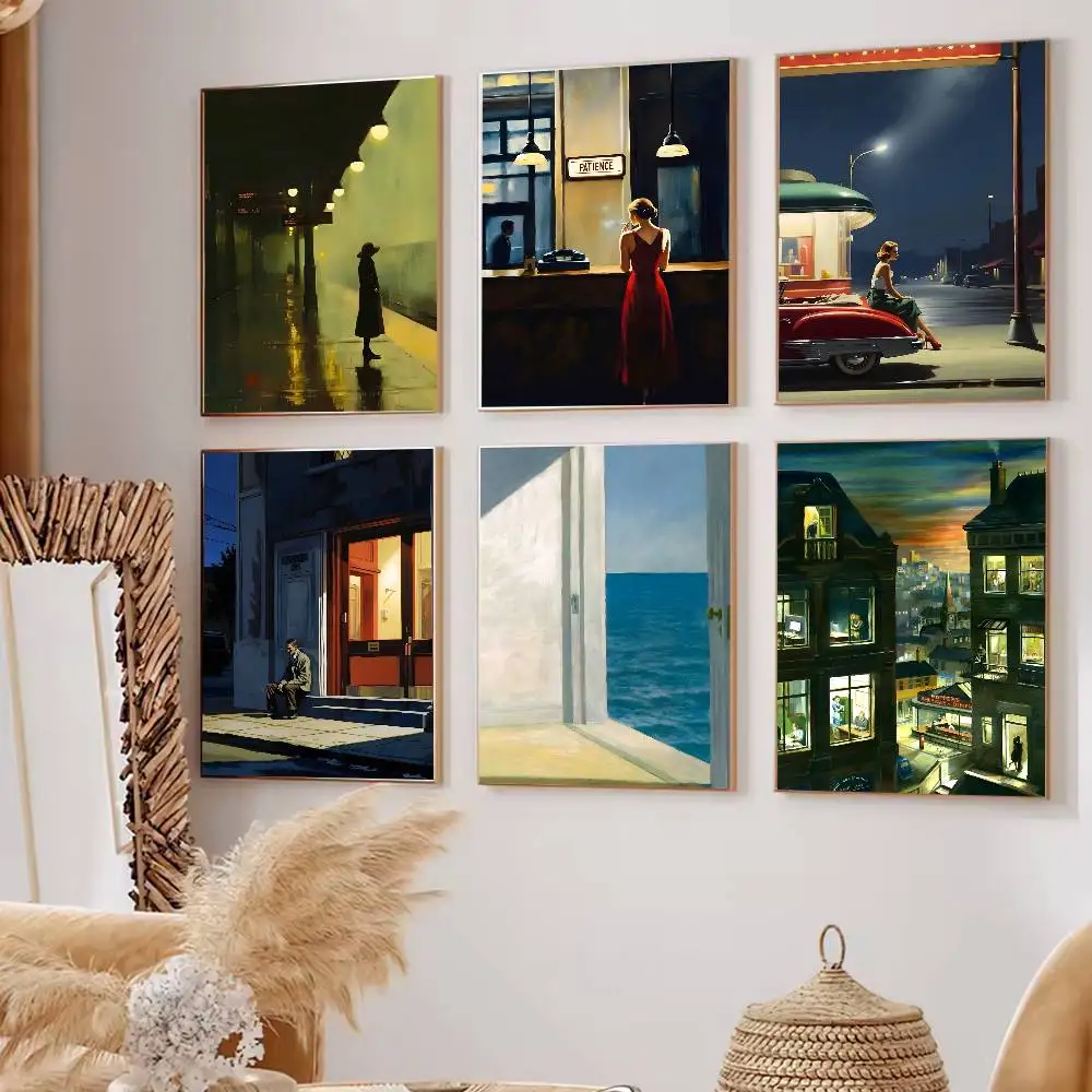 E-edward H-hopper Art Poster High Quality Wall Art for Home Office Bedroom Living Room Hallway Bar Perfect Gift