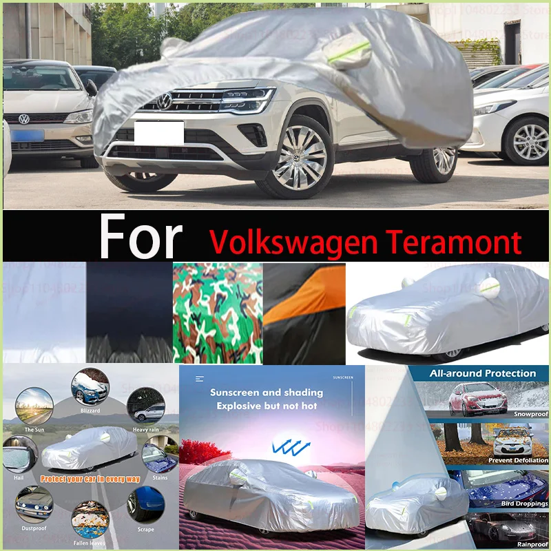 

Windproof Car Cover with Reflective Strip Auto Anti-UV Sun Rain Snow Dust Paint Protect Cover Universal for Volkswagen Teramont