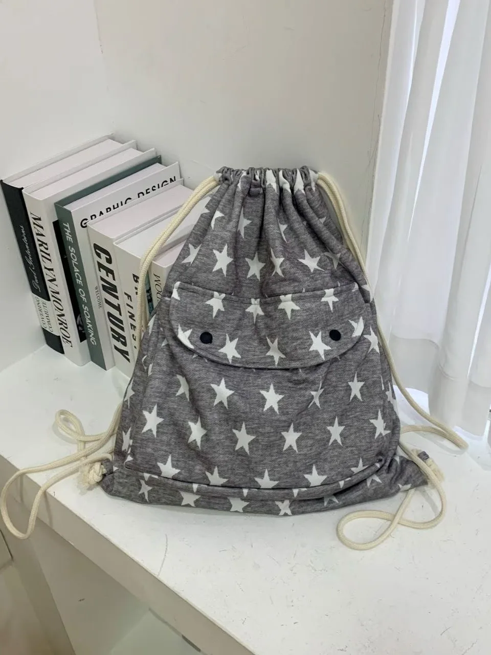 

Fall 2025 Star Print Canvas Retro Japanese Y2K Dstring Double oulder Bapa Casual Simple Sle for Young Women