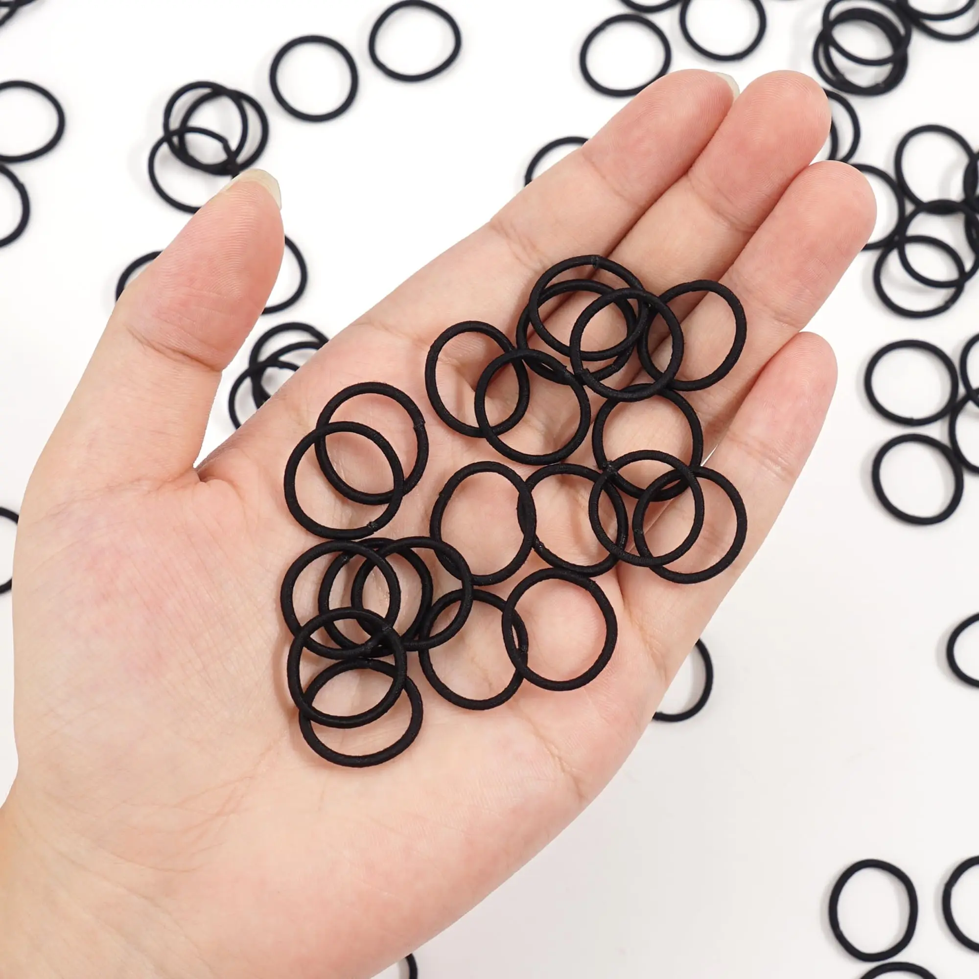 100PCS Baby Hair Ties,  2cm in Diameter No Crease Finger Rubber Hair Elastics,Small Thin Hair Ponytail Holders Hai