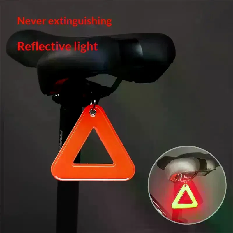 1Pc Reflective Signs Triangle Signs Safety Warning For Bicycle Hanging Tag W Steel Ring Bike Night Visible Riding Safety Safe