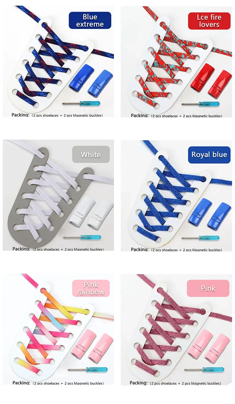 Schuhbänder ohne Schnürsenkel, bunte, elastische Schuhbänder mit Magnetverschluss für Sneaker, flache Regenbogen-Schuhbänder für Schuhe, Accessoires für Damen, 1 Paar. – Detail 8