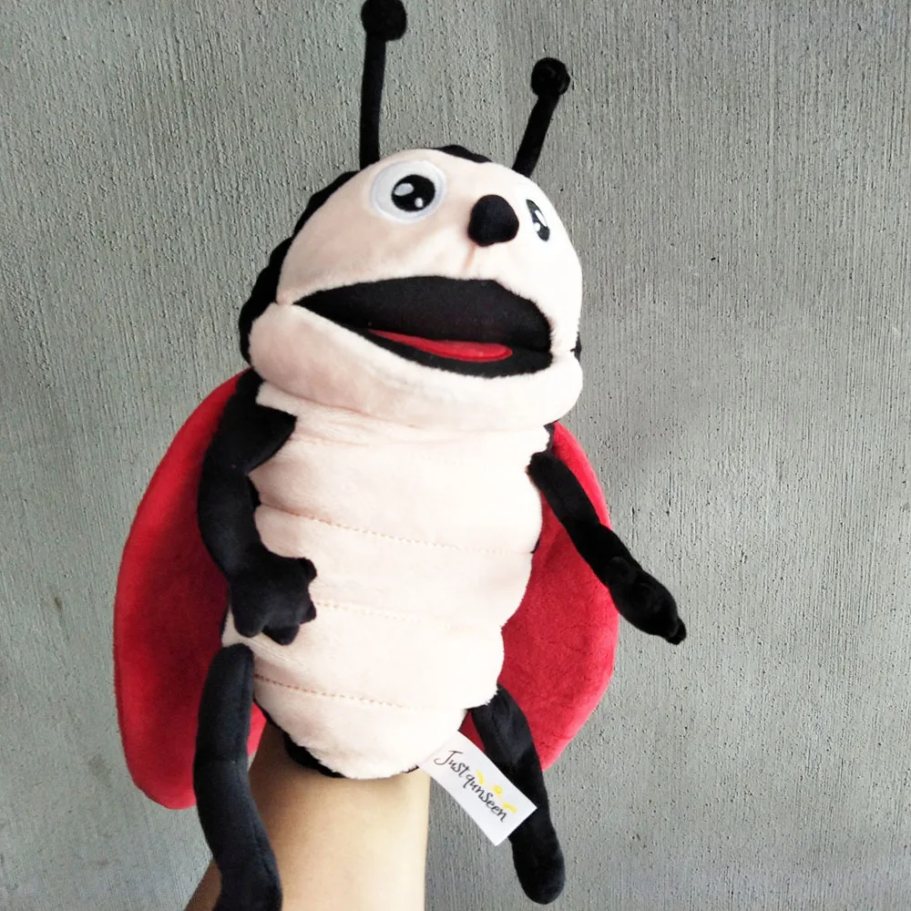 High Quality Cartoon Hand Puppet Plush Toy Ladybug Mouth Move