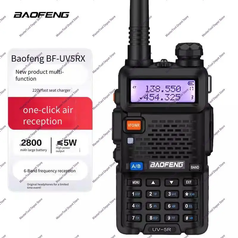 Baofeng UV-5RX Upgraded Two Way Radio Type C Wireless Copy Frequency AM FM Long Distance Handheld Ham Walkie Talkie