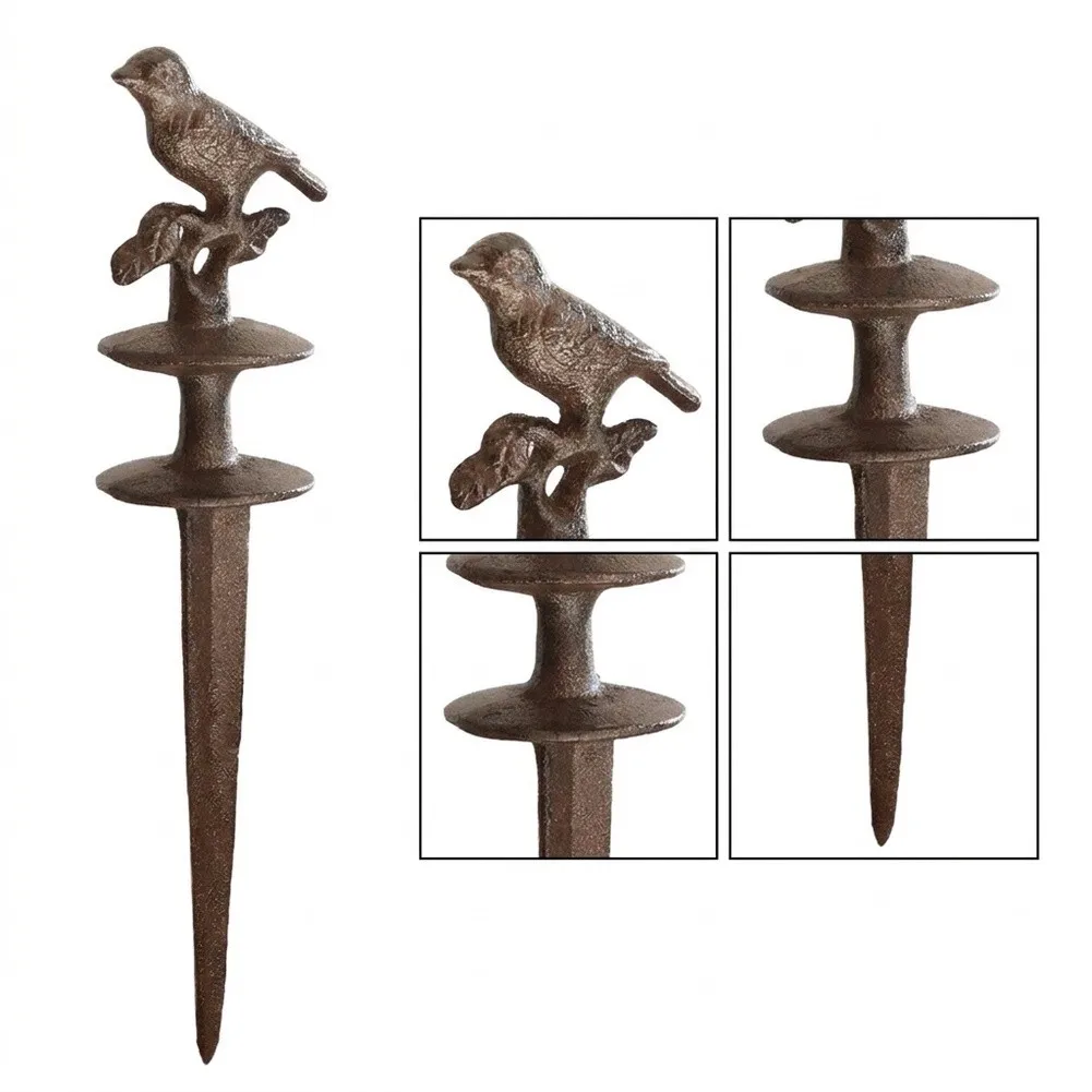 Cast Iron Bird Shaped Water Pipe Holder Vintage Garden Decor for Lawn Patio CourtFor Yard Outdoor Decoration Brown Iron